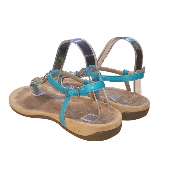 Vionic Buckle Thong Sandals Women‎ Sz 9 Orthotic Studded Teal Boho Summer Travel - Picture 2 of 7